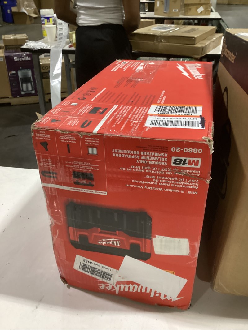 Condition photo showing New/Like New for milwaukee 0880-20 18v cordless lithium-ion 2 gallon wet/dry vacuum (bare tool)