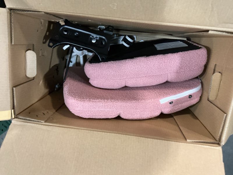 Condition photo showing As Is for Office Chair with Wheels, Ergonomic Computer Desk Chair with Flip-up Armrest, Adjustable Rolling Swivel Chair Teddy Fleece – Dusty Pink Small office chair Dirty Pink