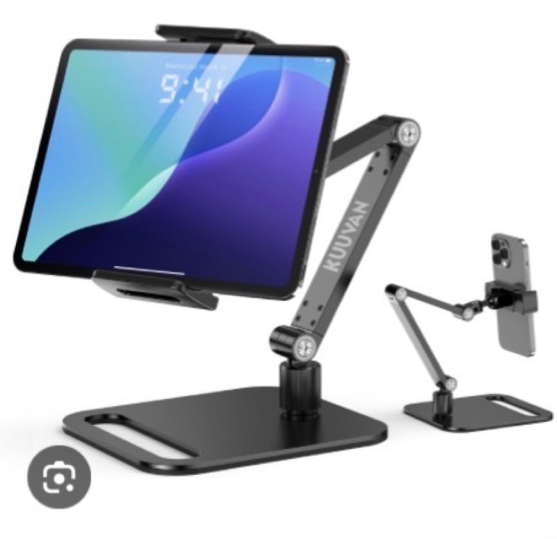 KUUVAN Tablet Stand Holder for iPad, Portable Monitor Stand Holder 15.6'',17.3'', Aluminum Alloy Fol