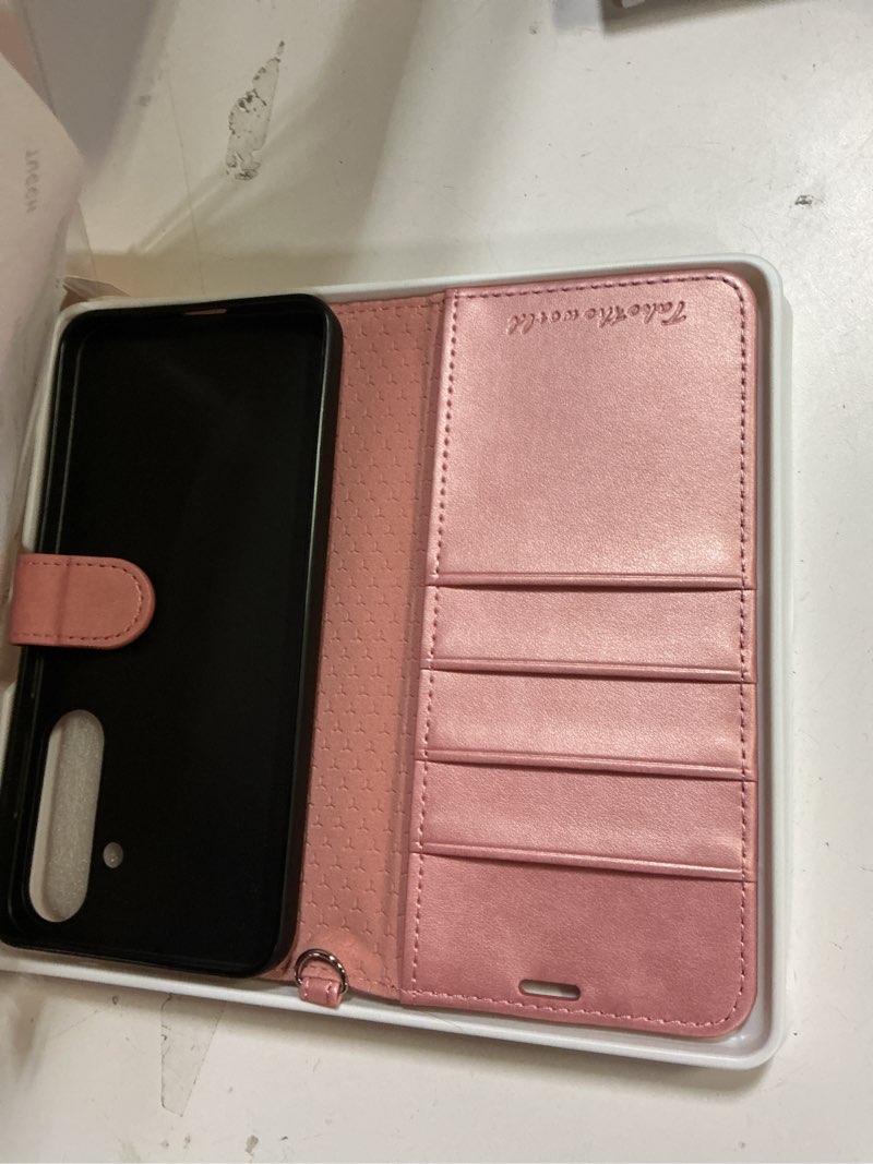 Condition photo showing Good Condition for TUCCH Case Wallet for Galaxy S25 Plus, [Wrist Strap] Magnetic PU Leather Stand [RFID Blocking] Card Slot with [TPU Shockproof Interior Case] Compatible with Galaxy S25 Plus, Rose Gold with Wristlet for Galaxy S25 Plus Strap - Rose Gold