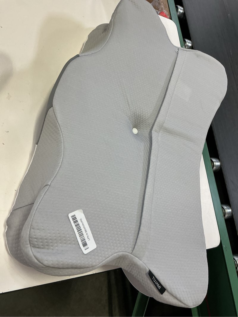 Condition photo showing As Is for cervical neck pillow for pain relief - ergonomic pillow memory foam pillows for sleeping, cooling orthopedic neck support pillow, contour cervical pillow bed pillow for back stomach sleepers white & grey