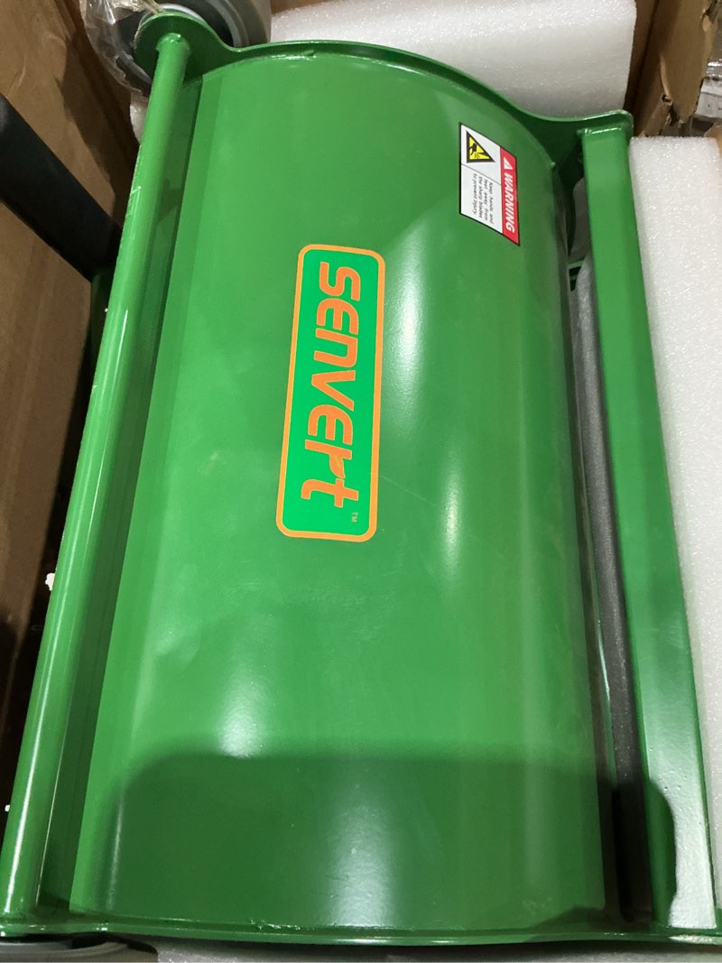 Condition photo showing New/Like New for rolling lawn aerator, heavy duty push spike aeration tool up to 55 lbs, manual rotary grass aerator for garden and yard use