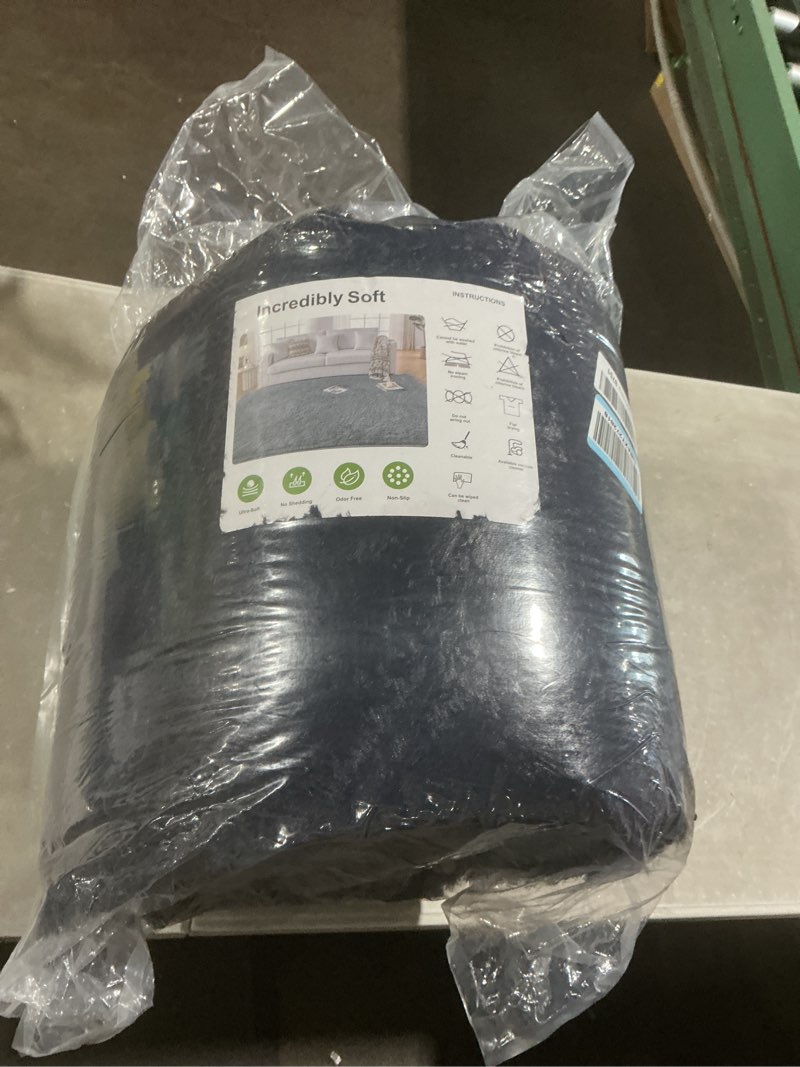Condition photo showing Good Condition for large rug for living room 10x12: area rug 10x12 navy blue rugs for living room - shag rug 10x12 soft plush fuzzy modern indoor shaggy carpet for bedroom.(10x12 feet/navy blue) navy blue large 10' x 12' (rectangular)