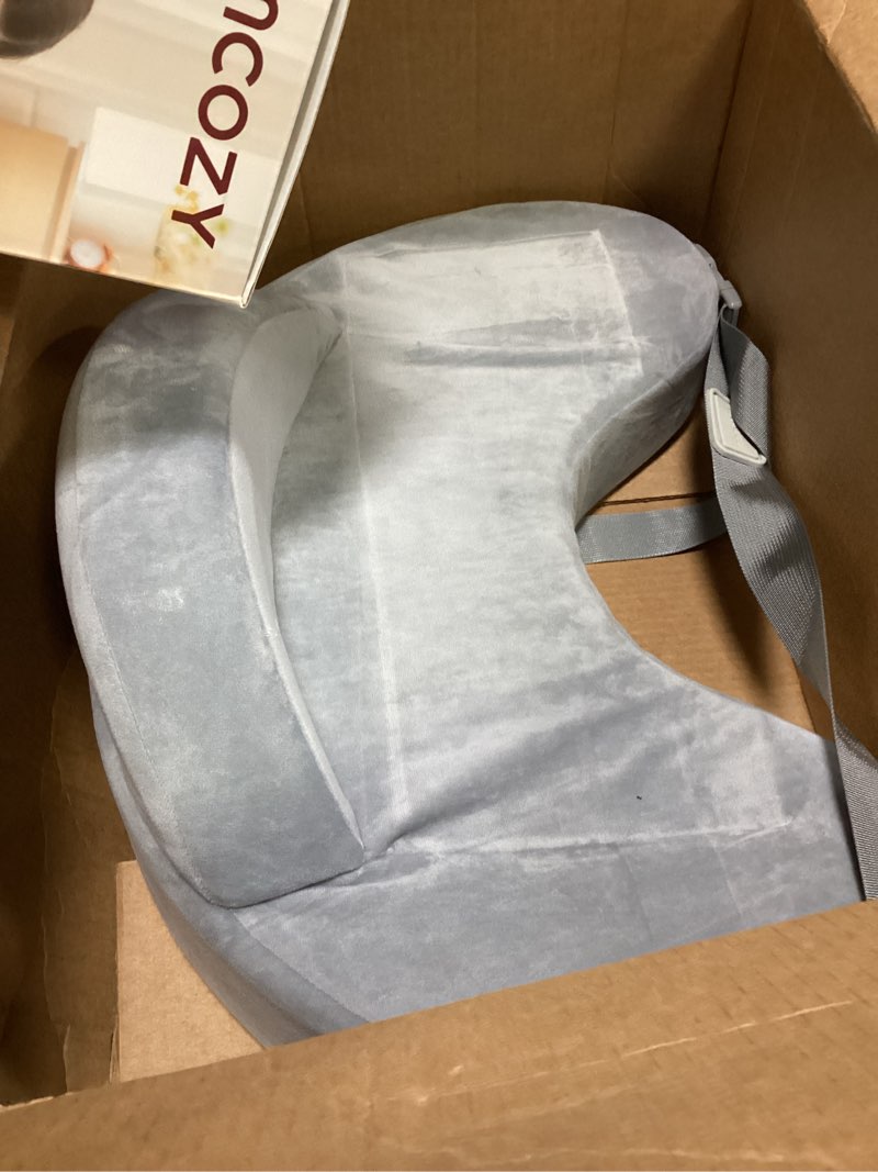 Condition photo showing Good Condition for momcozy innovative safety guard nursing pillow - firm & springy memory foam - stable, ergonomic support & comfort - wider breastfeeding cushion, adjustable, removable cover, baby safety certified cozylite -grey cozylite