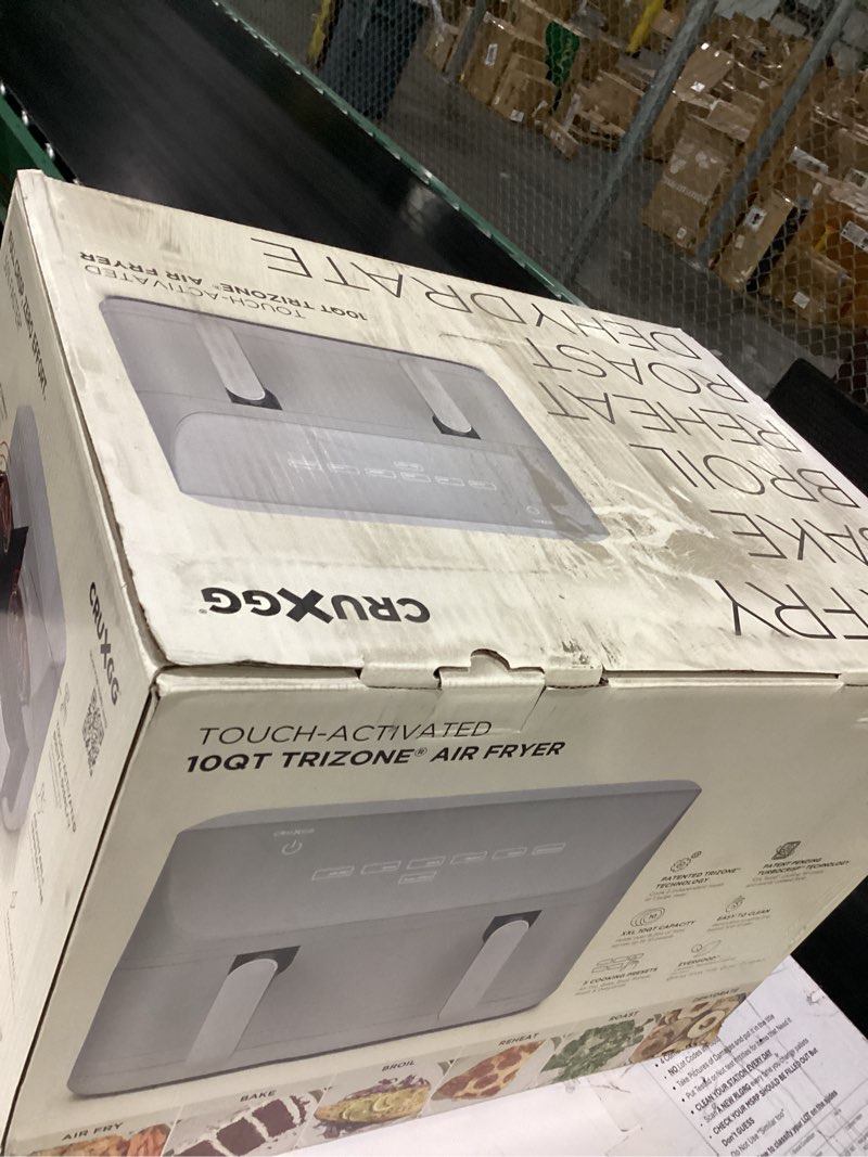 Condition photo showing Good Condition for cruxgg 10qt dual basket tri-zone air fryer gray: 1700w, cool touch handle, includes fry basket & crisping tray