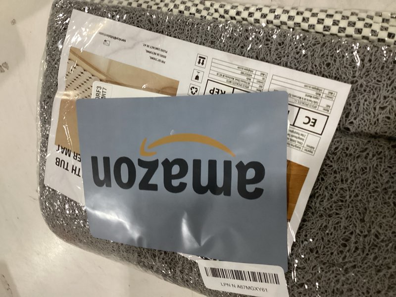 Condition photo showing Good Condition for HITSLAM Shower Mat, 32 x 24 Inch Non Slip Bath Mat for Tub, Soft PVC Loofah Bathtub Mats with Drain Holes, Quick Drying Bathroom Stall Floor Mat, Bathroom Accessories Without Suction Cup, Grey Grey 32" x 24" (Rectangular)