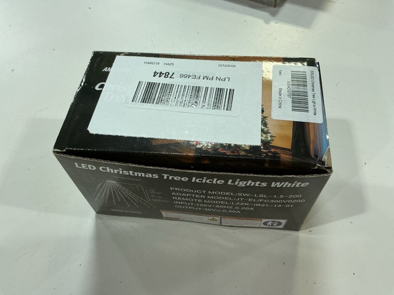 Condition photo showing New/Like New for Christmas Tree Lights String, 200LED Christmas Lights for Tree with 8 Light Modes & Memory Function, 5FT x 10 String Lights with Timing & Remote Control for Xmas Holiday Decorations - Cold White White-200LED