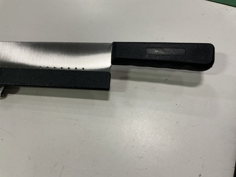 Condition photo showing Good Condition for DELFINA 15 Inch Double Handle Cheese Knife with Blade Protector, Stomatal Blade with 5" Plastic Comf