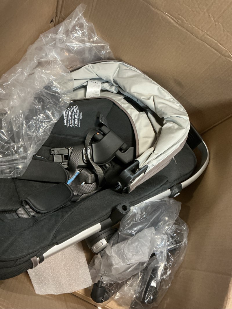 Condition photo showing As Is for uppababy rumbleseat v3 second lower seat - compatible with vista v2 and vista v3 - all-weather seat + magnetic buckle – adapters included - theo (dark taupe/silver frame/chestnut leather)