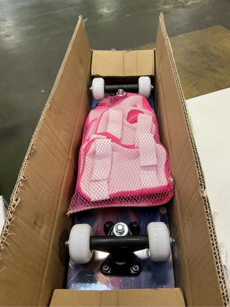 Condition photo showing Good Condition for Honoson 7 Pcs Skateboard for Toddlers Beginners Knee Elbow Pads Wrist Guards Gear Set Age 6-10 Kids 24 x 6" Pink Oceans
