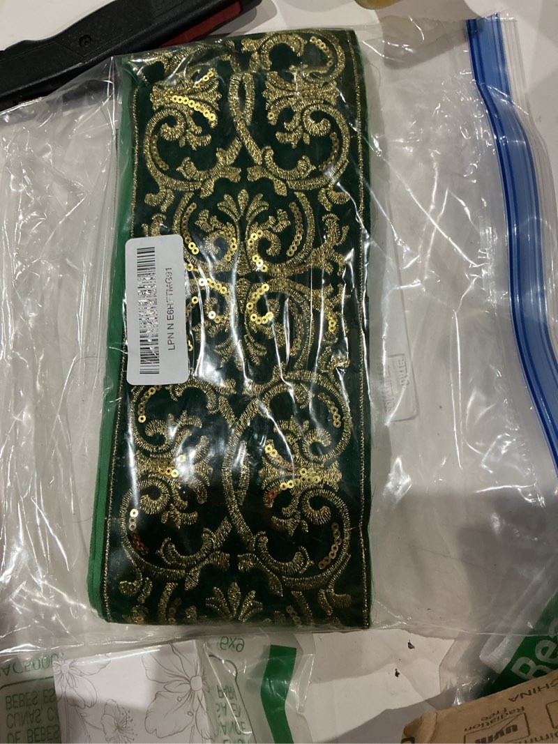Condition photo showing Good Condition for ph pandahall 4 inch wide jacquard ribbon, 5 yards boho emobridered ribbon ethnic style green fabric trim fringe for sewing handmade bag strap cape making diy clothing easter decoration