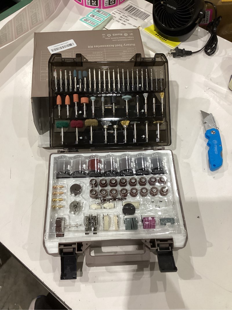 Condition photo showing Good Condition for Katerk 420PCS Rotary Tool Accessories Kit Universal Drill Bit Tool Set Fits Dremel Rotary Tool 1/8" Shanks for Easy Cutting, Sanding, Polishing, Carving, Grinding, Sharpening, Drilling, Engraving