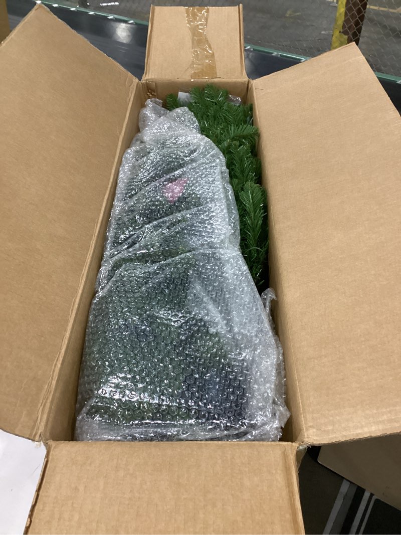 Condition photo showing Good Condition for national tree company 6.5 ft pre-lit downswept douglas fir artificial christmas tree, 650 clear lights, 1,227 tips, includes stand, green 6ft 6in christmas tree
