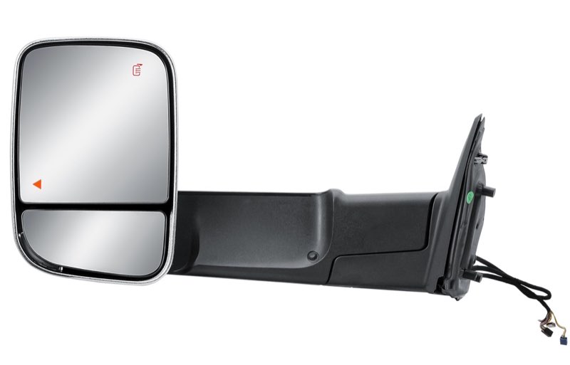 driver left side door towing mirror power and heat glass with blis chrome back cover turn signal light and puddle light manual folding temperature sensor for 19-24 ram 2500 3500 4500 5500