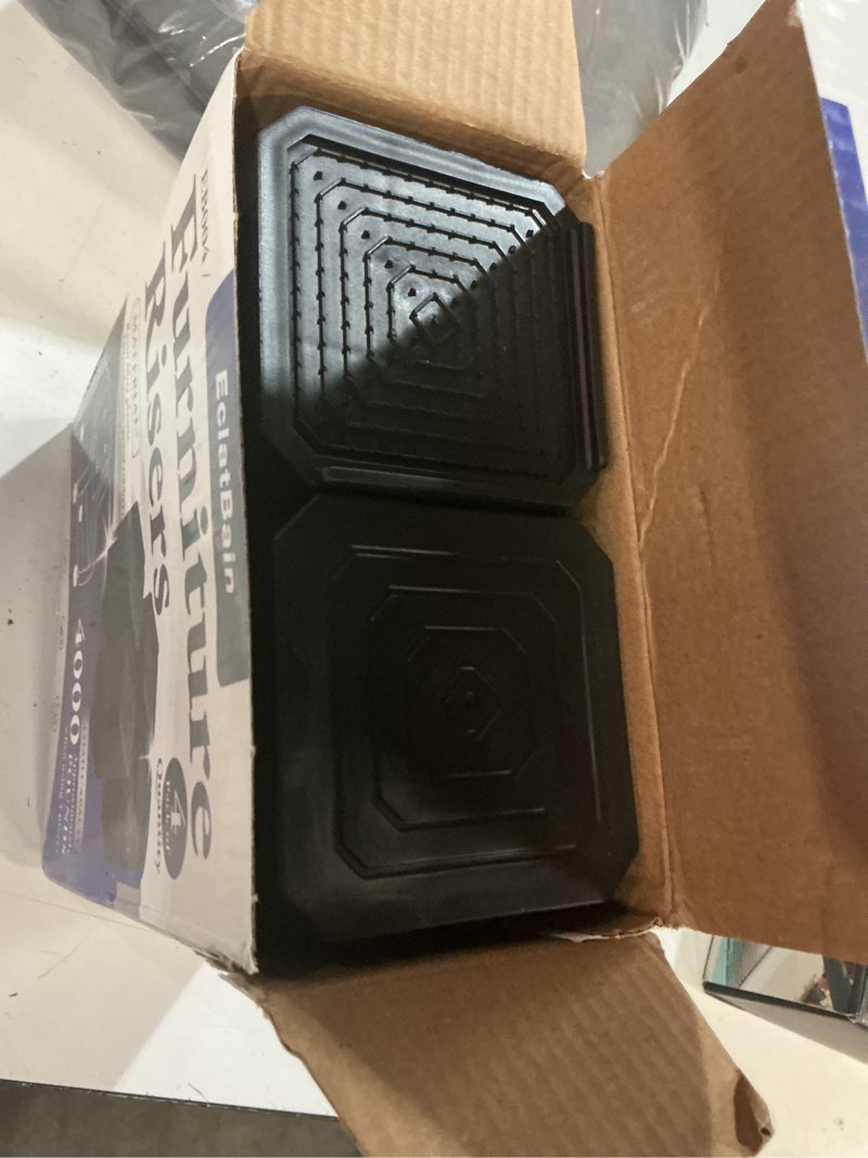 Condition photo showing New/Like New for eclatbain bed risers furniture risers heavy-duty rectangular adjustable block lift to 3 inches and 4.3 inches desk, sofa, chair legs, refrigerator, washing machine support up to 4000 pounds square-4 pack-black 3 layer(4.3inches)