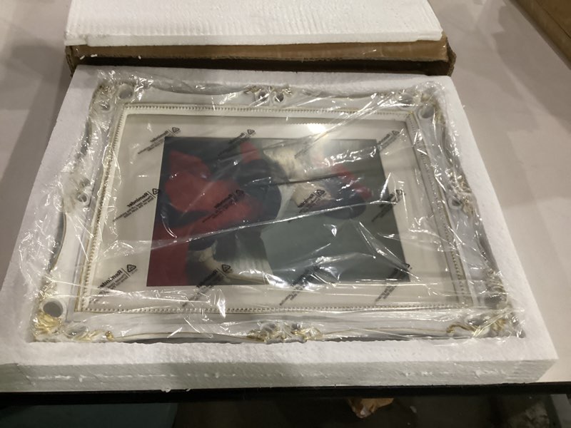 Condition photo showing As Is for simon's shop white picture frames 11x14 with mat for 8x10 photo, vintage poster frames for wall and tabletop, antique style ornate frame 11x14 white 01