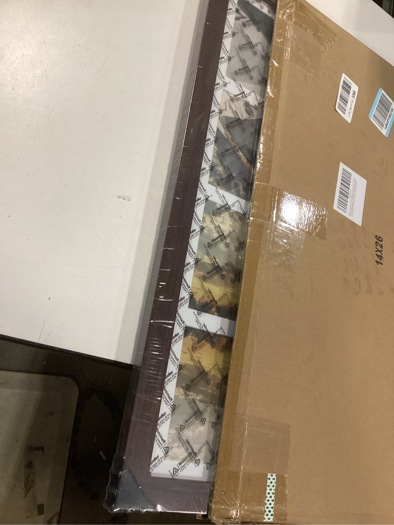 Condition photo showing New/Like New for 14x26 Collage Picture Frame 4x6 Collage Picture Frame Displays Twelve 4x6 inch Photos Available Horizontal Wall Mounting Display and Vertical Walnut Walnut 14x26?4x6 opening?