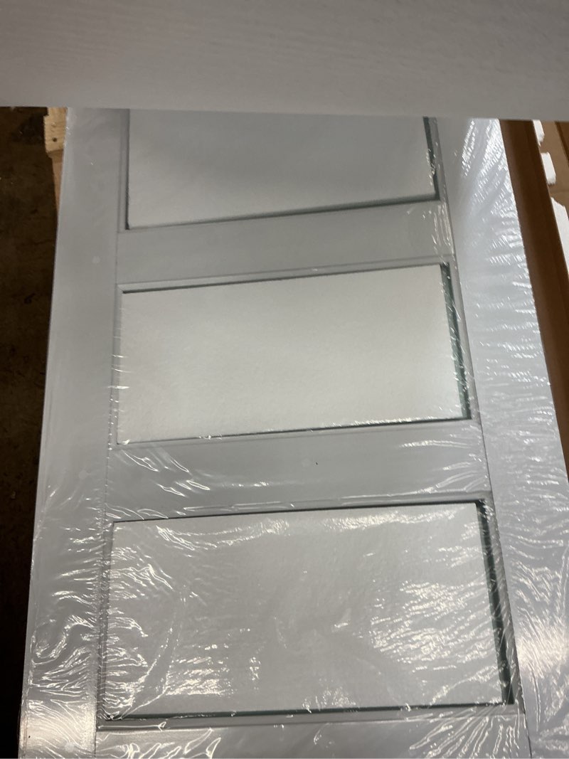 Condition photo showing New/Like New for smartstandard 5-panel frosted glass interior door slab, 30" x 80" slab door for pantry pocket laundry bathroom french, solid core pre-assembled panel without hardware, white 30" x 80" white