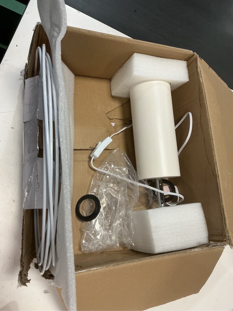 Condition photo showing Good Condition for lapupu 23.5" Wood Table Lamps Set of 2 for Living Room, Vintage Farmhouse Bedside Lamps for Bedroom, Large Round Desk Lamps for End Table Nightstand, White