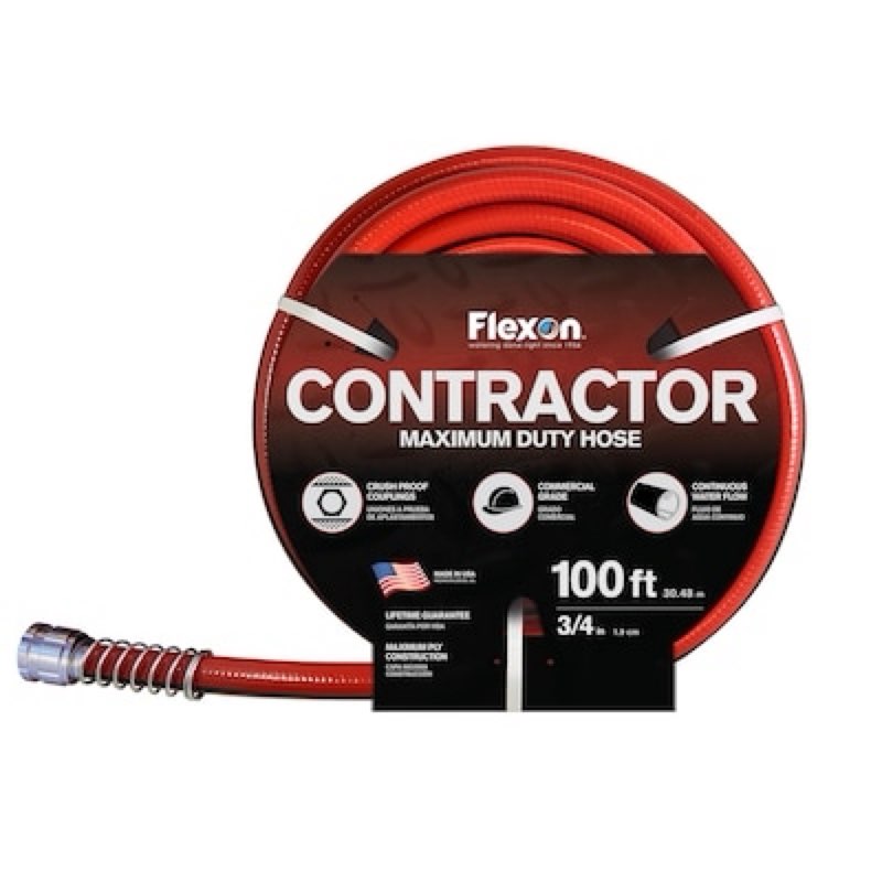 flexon cg34100l 3/4-in x 100-ft contractor -duty vinyl red hose