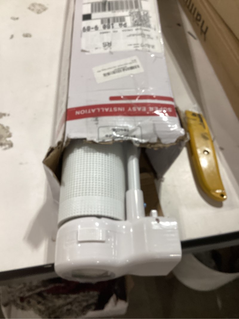 Condition photo showing Good Condition for 24 inch tall x 75 inch extra wide retractable dog gate for the house, short dog gate to step over, reinforced mesh puppy gate for doorways, step over pet gate for stairs, indoor/outdoor, white white reinforced 24" tall x 75" wide