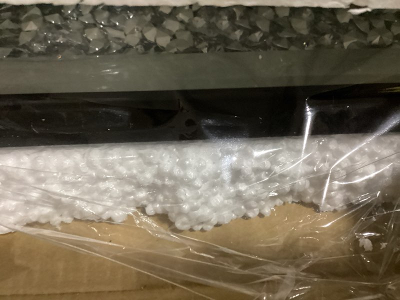 Condition photo showing New/Like New for 24 Inch Crystal Crush Diamond Sparkly Hexagon Silver Mirror for Wall Decoration Wall Hang Frameless Bling Stylish Gorgeous Glam Decorative Mirror for Bathroom, Entryway, Bedroom Home Decor