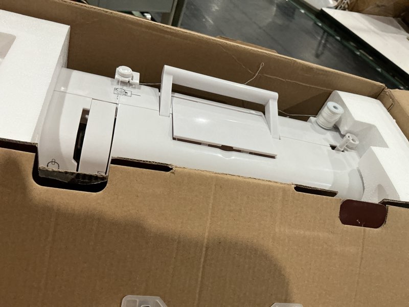 Condition photo showing As Is for multifunction sewing machines, strong motor with enhanced piercing power, 59 stitch applications, full metal frame, strong & tough, with foot pedal, storage drawer, accessory kit