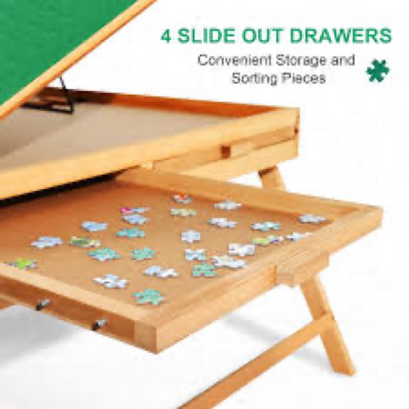 ALL4JIG 1500PCS Portable Puzzle Table with Legs, 25"x34"Adjustable Jigsaw Wooden Puzzle Board with 4