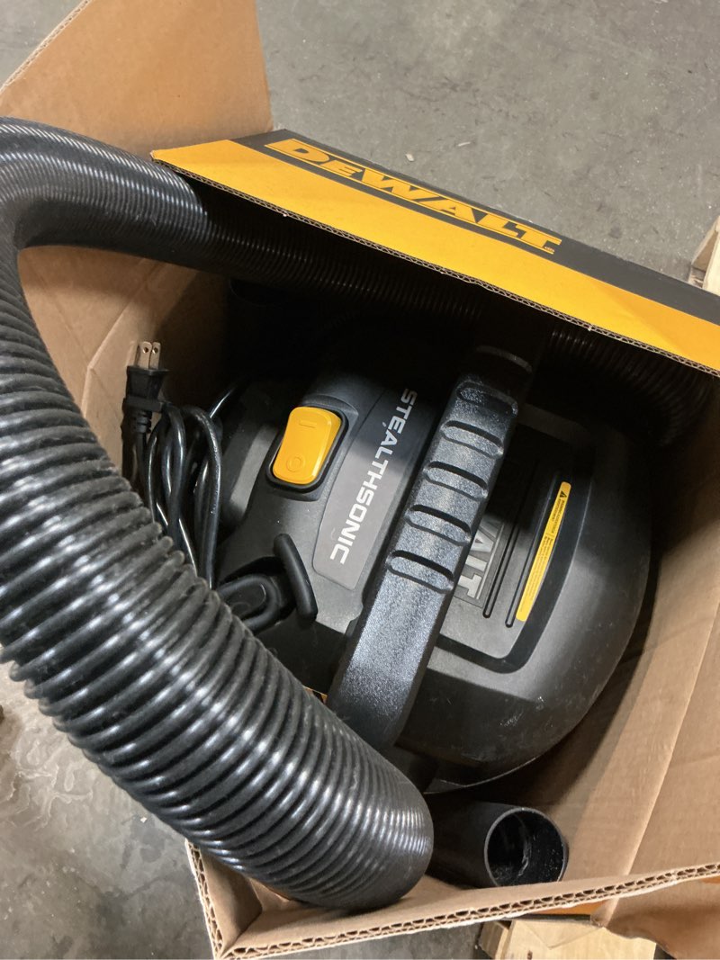 Condition photo showing As Is for dewalt stealthsonic quiet 6-gallons 4-hp corded wet/dry shop vacuum with accessories included