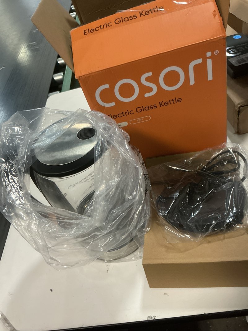 Condition photo showing Good Condition for Cosori Electric Kettle, No Plastic Contact With Water, Wide Mouth For Easy Cleaning, Auto Shut Off, 1.7L Tea Kettle & Hot Water Boiler, Water Heater & Teapot, Borosilicate Glass, Black, 1500W 1.8 Quarts Black