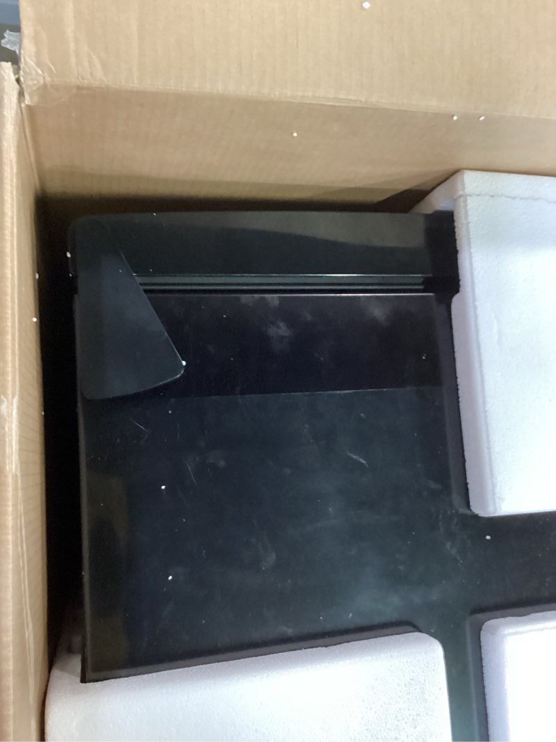 Condition photo showing As Is for midea 3.1 cu ft compact refrigerator stainless steel