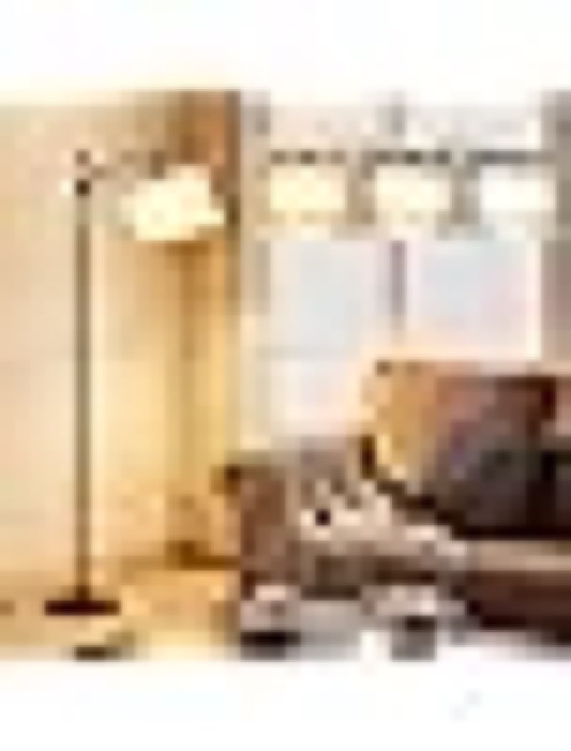 Ambimall Tall Floor Lamps with 3 Color Temperatures Bulb & Adjustable Linen Shade, for Living Room, Bedroom, Office, Classroom, Dorm Room (9W Bulb Included), Beige & Black, 60"