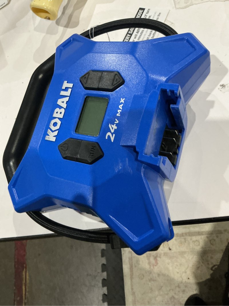 Condition photo showing As Is for kobalt cordless high pressure 24-volt li-ion air inflator (power source: battery )