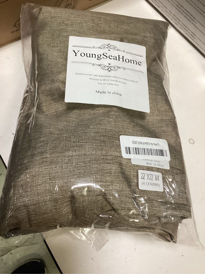 Condition photo showing Good Condition for patio seat cushion covers,washable slip covers replacement,waterproof outdoor furniture chair cushion pillow seat cover for couch,garden,sofa,flax,22"×22"×4"(4 covers only)