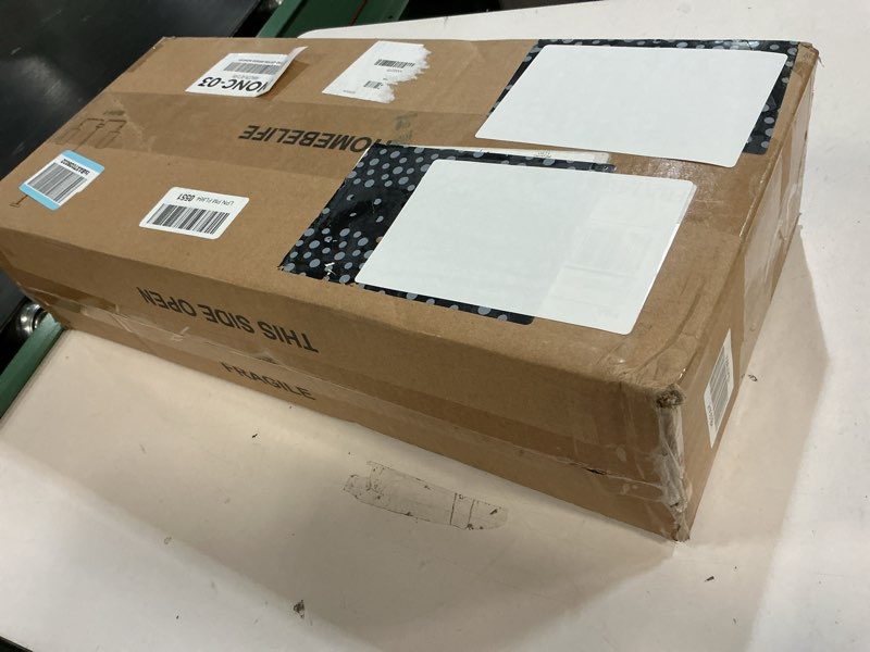 Condition photo showing New/Like New for chandelier, brass gold with white fabric shade, 5-light modern farmhouse hanging pendant lighting fixture for bedroom, kitchen island, living & dining room (brass gold & white shades)