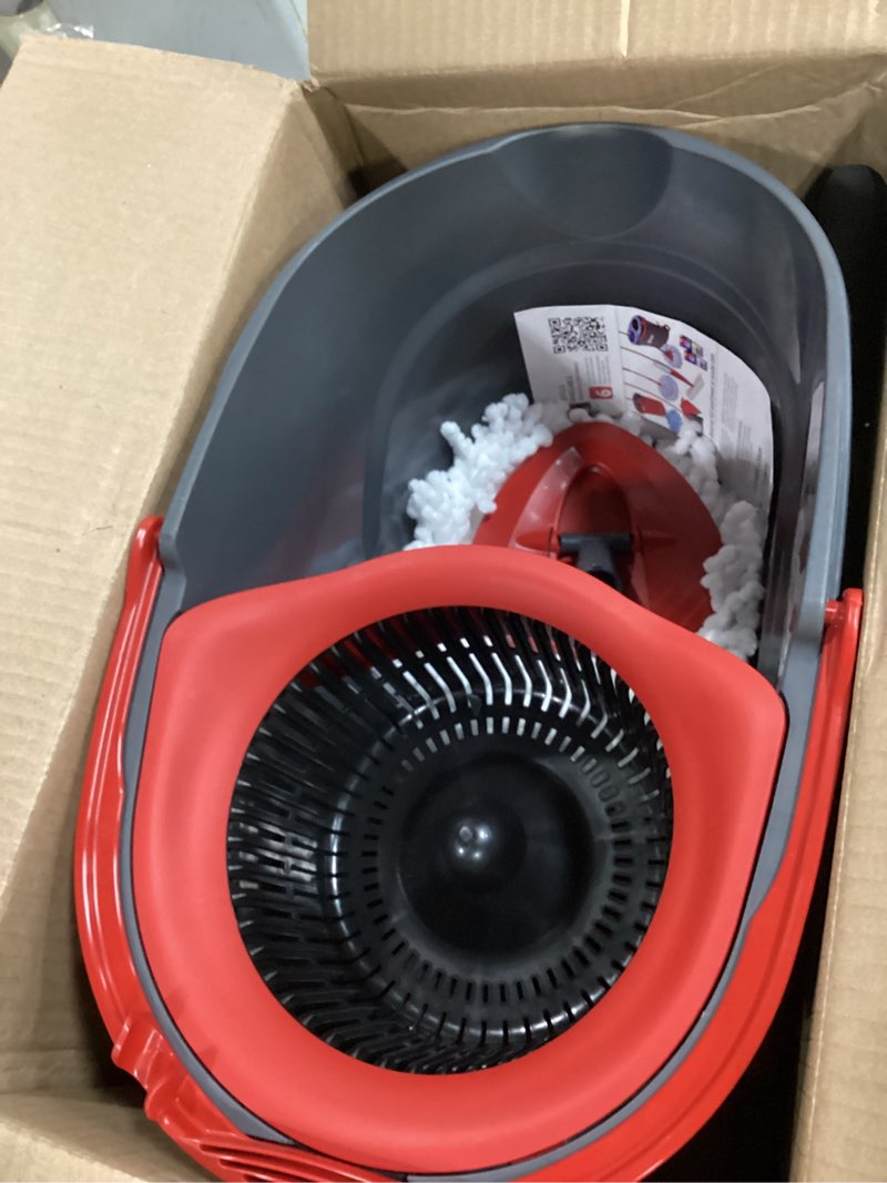 Condition photo showing Good Condition for o-cedar easywring microfiber spin mop, bucket floor cleaning system, red, gray, standard