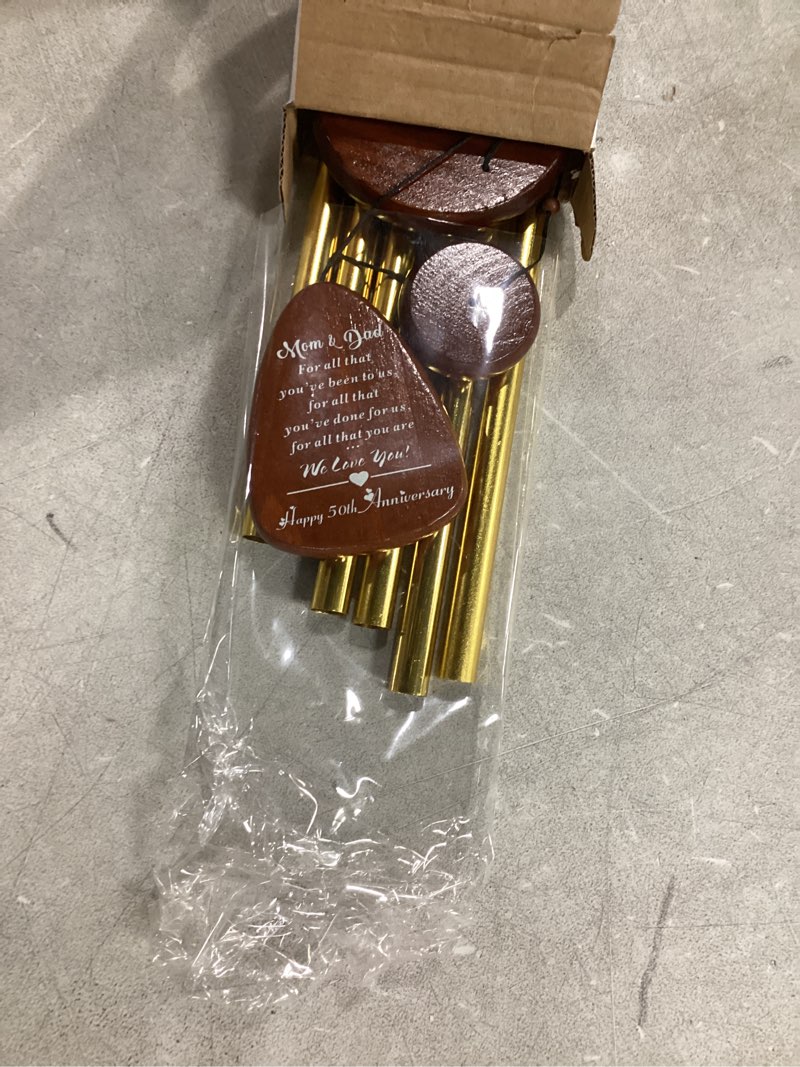 Condition photo showing Good Condition for 50th anniversary present for parents, happy 50th anniversary wind chime, parents 50 years of marriage, mom and dad golden wedding gifts for mom and dad parents