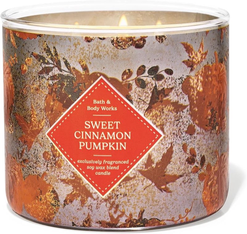 Bath and Body Works 3 Wick Candle Sweet Cinnamon Pumpkin Scented Candle 14.5 oz