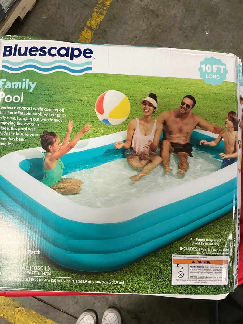 Condition photo showing New/Like New for bluescape 10ft rectangular family inflatable swimming pool for ages 6 and up