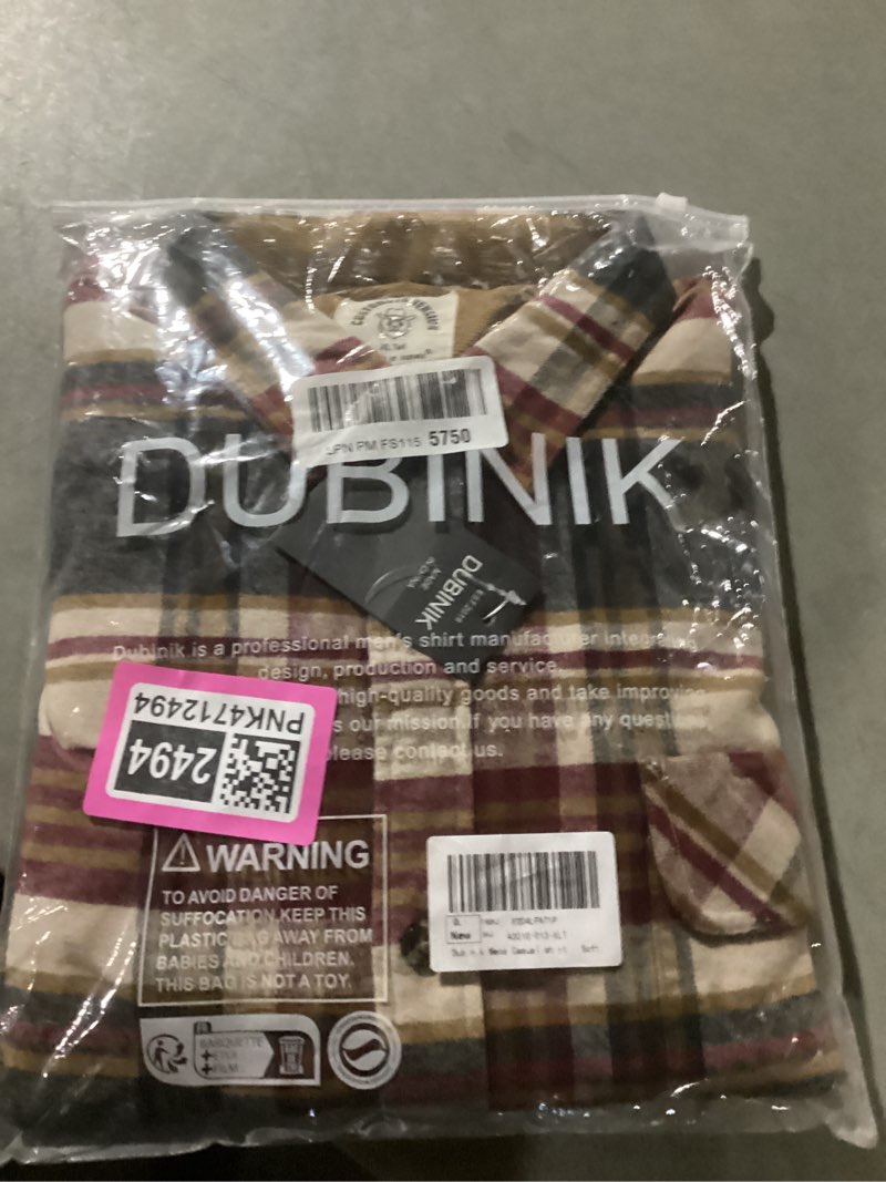 Condition photo showing Good Condition for dubinik® 6 oz flannel shirt for men long sleeve casual button down brushed 100% cotton shirt purple beige x-large tall