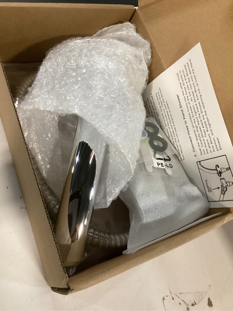 Condition photo showing New/Like New for mighty rock drill-free high pressure handheld shower head with on/off pause switch 3 spray modes water saving showerhead, detachable puppy shower accessories (shower head (chrome)+bracket+hose)