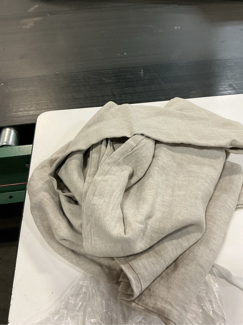 Condition photo showing As Is for european linen chambray fitted sheet set, king, natural