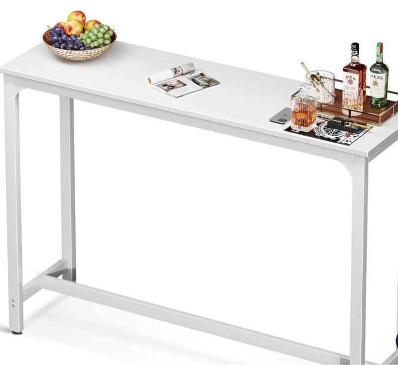 odk 54 inch bar table, bar height pub table, counter height bar table, rectangular high top kitchen & dining counter tables with sturdy legs & easy-to-clean top, indoor use, rustic brown 55 inch rustic brown