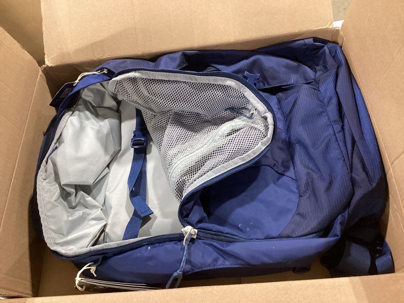Condition photo showing Good Condition for osprey farpoint 40l men's travel backpack - carry on bag with laptop sleeve and toiletry pocket, antique blue