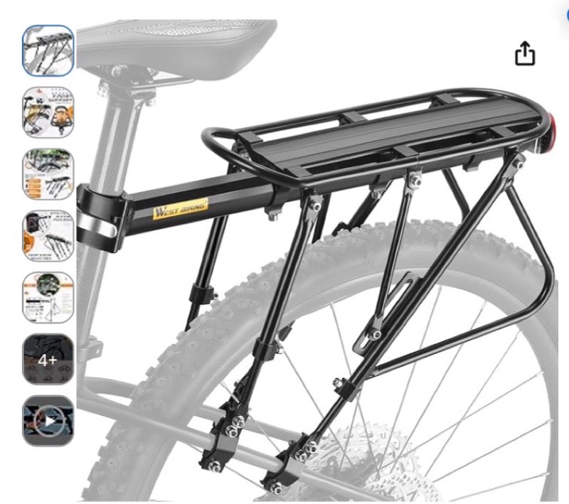 West Biking Bike Carrier Rack, 220 LB Capacity Solid Bearings Universal Adjustable Bicycle Luggage Cargo Rack,Cycling Equipment Stand Footstock