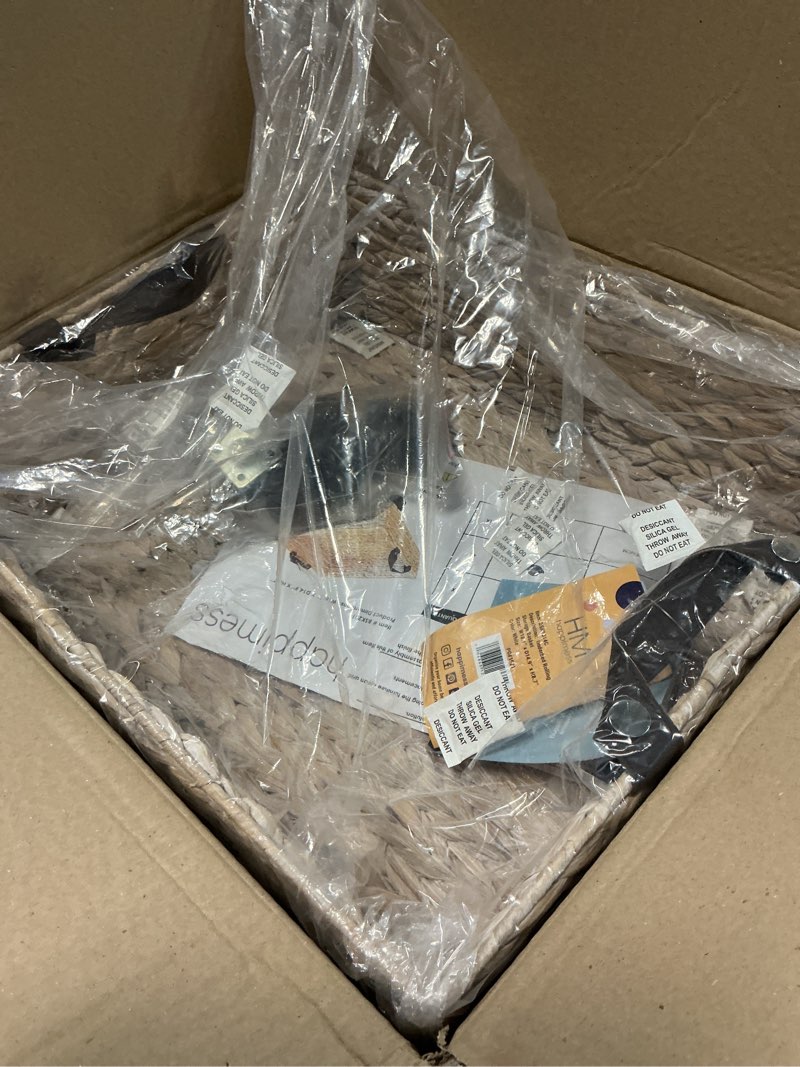 Condition photo showing Good Condition for happimess BSK2014C Adaline 18.11" Classic Farmhouse Handwoven Hyacinth Rectangular Underbed Storage Bin with Wheels and Handles for Storage and Decoration in Bathroom, Bedroom, Closet, White Wash