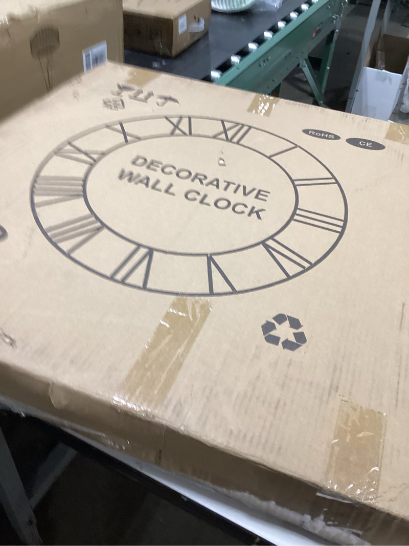 Condition photo showing New/Like New for Large Wall Clock 30IN, Silent Metal Wood Style Wall Clocks Battery Operated for Living Room Decor, Farmhouse Big Wall Clock, Outdoor Wood-arabic 30IN