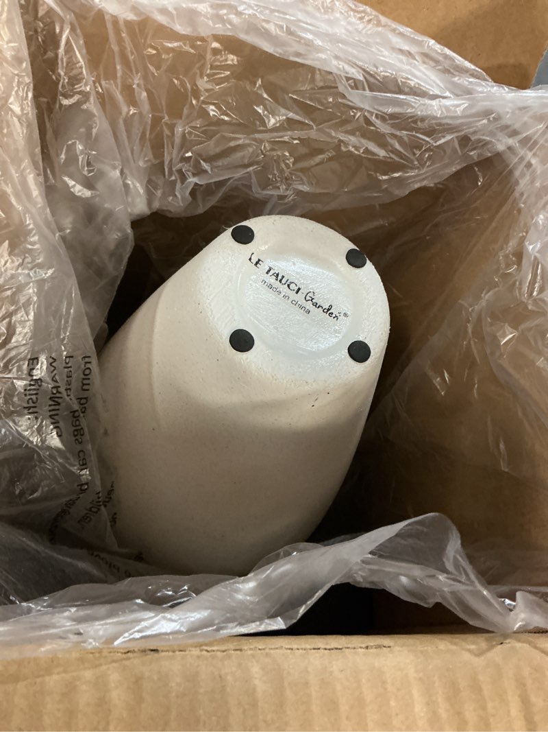 Condition photo showing Good Condition for White Ceramic Vase - Large 11.8 Inch Tall Floor Vase for Centerpieces, Farmhouse Rustic Minimalist Home Decor for Living Room, Enterway, Wedding (Sandstone White) Sandstone White 11.8 Inch