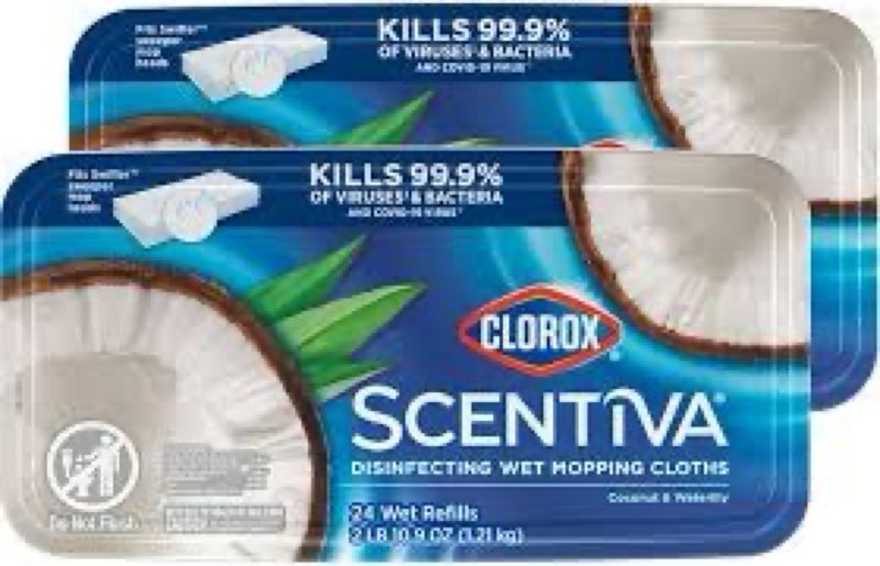 Clorox Scentiva Disinfecting Wet Mopping Pad Refills for Floor Cleaning, Pacific Breeze & Coconut, 4
