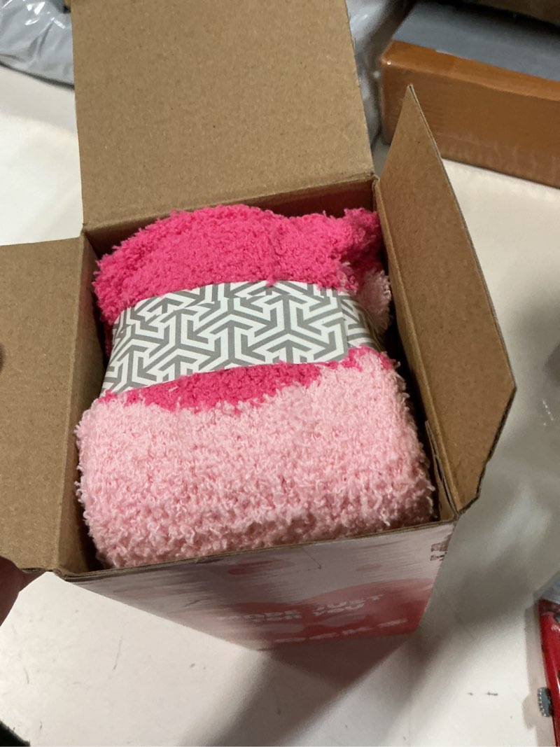 Condition photo showing Good Condition for ebmore womens fuzzy socks slipper soft cabin plush warm fluffy winter sleep cozy adult socks pink heart(5 pairs)